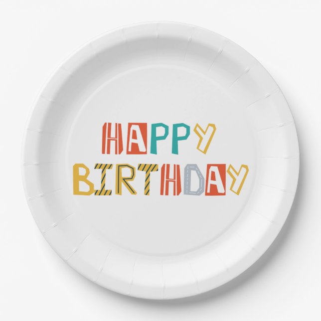 Bau von Party-Tellern | Happy Birthday Pappteller (Vorderseite)