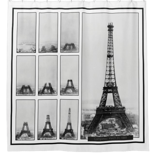 Bau von Turm Gustav Eiffels in Paris Duschvorhang (Vorderseite)