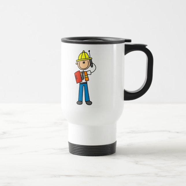Bau-Vorarbeiter auf Cellphone-Tasse Reisebecher (Rechts)