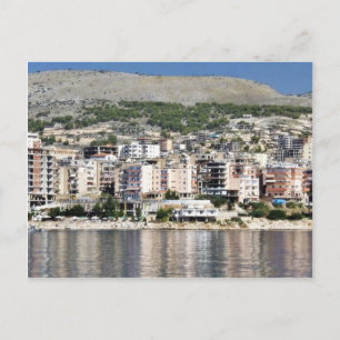 Bauarbeiten in der Stadt Sarande in Albanien Postkarte