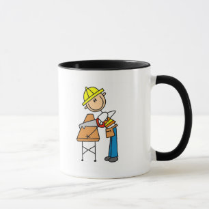 Bauarbeiter beim Sägen eines Bretts Tasse