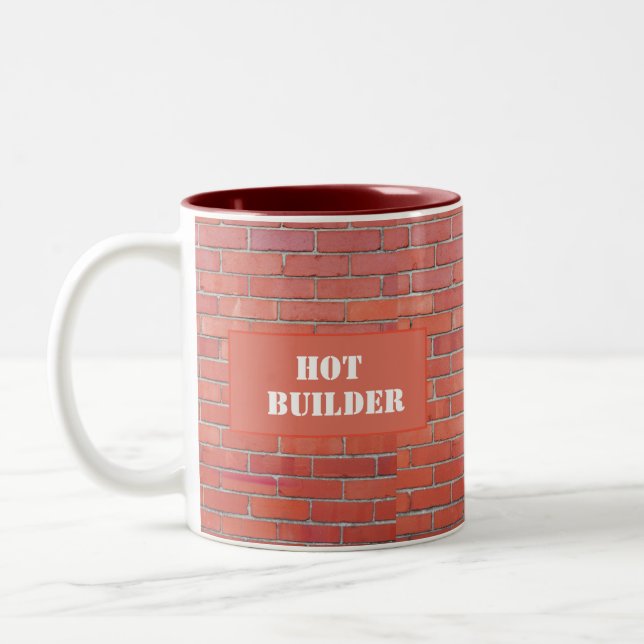 Bauarbeiter Bricklayer Fun Hot Builder Zweifarbige Tasse (Links)