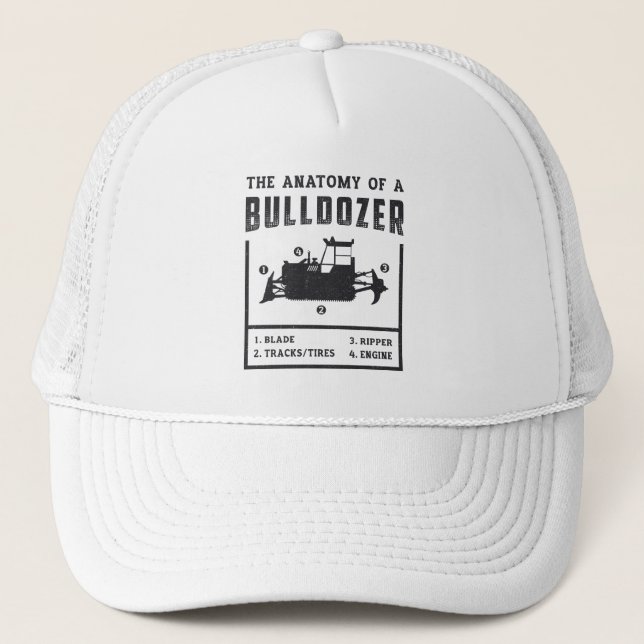 Bauarbeiter die Anatomie eines Bulldozer Truckerkappe (Vorderseite)