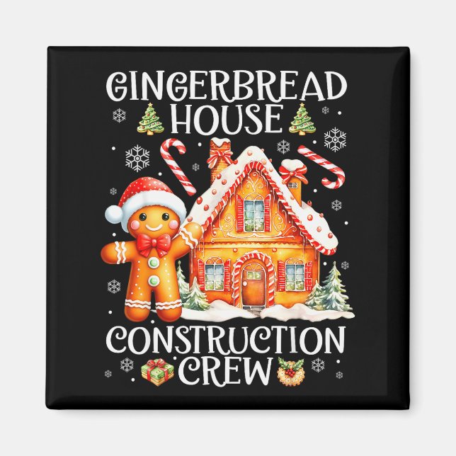 Bauarbeiter für Back-Gingerbread-Haus-Weihnachten Magnet (Vorne)