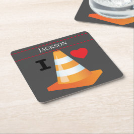 Bauarbeiter Highway Traffic Cone Funny Rechteckiger Pappuntersetzer