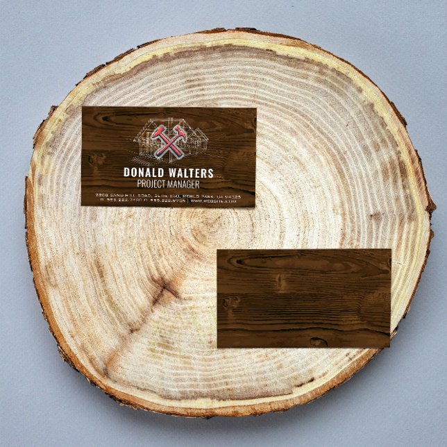 Bauarbeiter | Holzrahmen | Blueprints Visitenkarte (Von Creator hochgeladen)