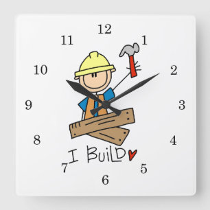 Bauarbeiter I Baut T-Shirts und Geschenke Quadratische Wanduhr