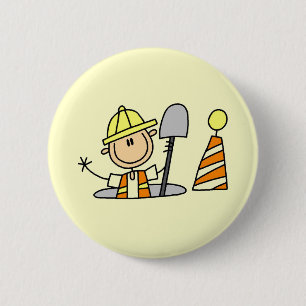 Bauarbeiter im Kanalschacht Button