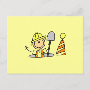 Bauarbeiter im Kanalschacht Postkarte