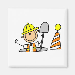 Bauarbeiter in Abwasserkanal-Schacht T-Shirts und Magnet