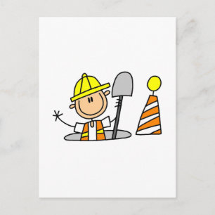Bauarbeiter in Manhole Tshirts und Geschenke Postkarte