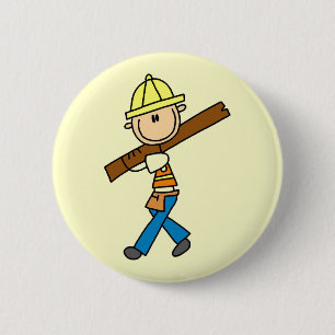 Bauarbeiter mit Bauholz Button