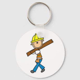 Bauarbeiter mit Bauholz Schlüsselanhänger