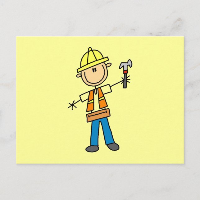 Bauarbeiter mit Hammer Postkarte (Vorderseite)