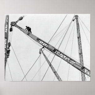 Bauarbeiter mit hohem Flug Poster