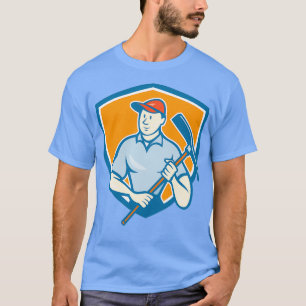 Bauarbeiter mit Pickaxe-Schild-Cartoon T-Shirt