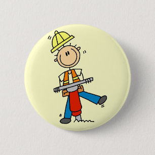 Bauarbeiter mit Presslufthammer Button