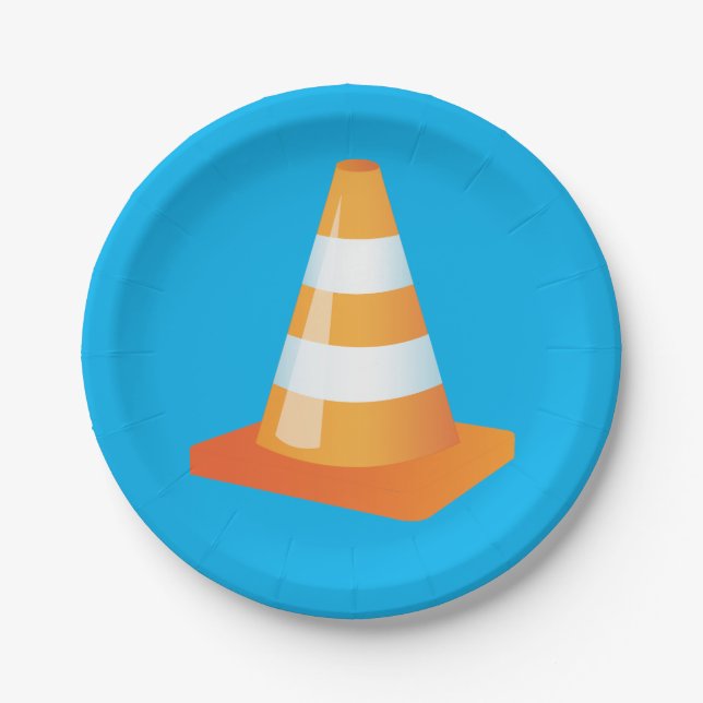 Bauarbeiter Party Orange Traffic Cone Pappteller (Vorderseite)