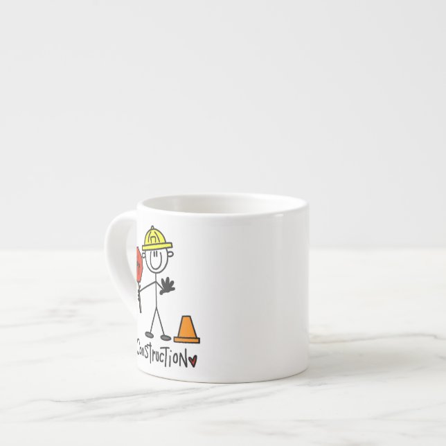 Bauarbeiter-Strichmännchen Espressotasse (Vorderseite Links)