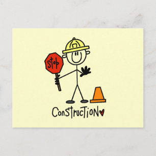 Bauarbeiter-Strichmännchen Postkarte