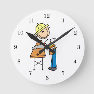 Bauarbeitersawing-Bauholz-Geschenke Runde Wanduhr