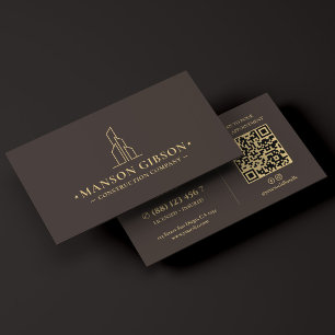 Baubetreiber Minimal Espresso QR Code Visitenkarte