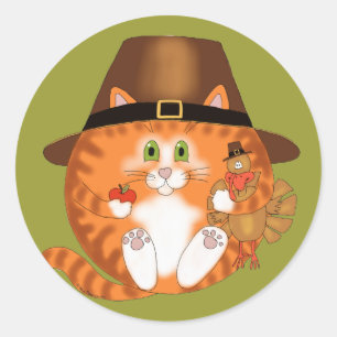 Bauble Cat Erntedank Runder Aufkleber