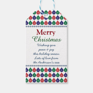 Bauble Muster Custom Message Christmas Geschenkanhänger