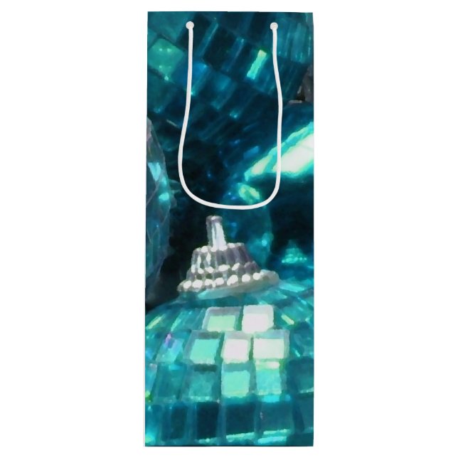 Baubles bleus sac cadeau vin (Devant)