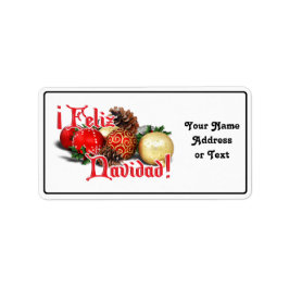 Baubles & Pine Cones - Feliz Navidad Adressaufkleber