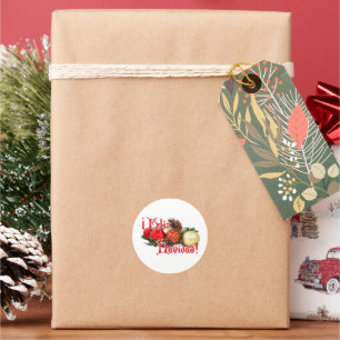 Baubles & Pine Cones - Feliz Navidad Runder Aufkleber