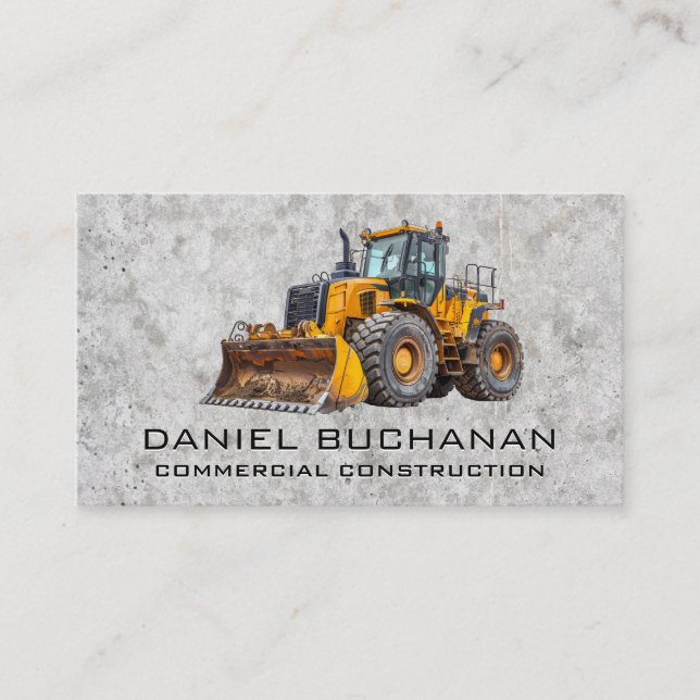 Baubull Dozer | Konkreter Hintergrund Visitenkarte (Vorderseite)