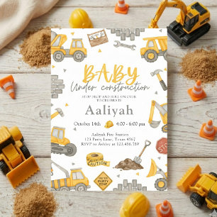 Baubulldozer-Feier-Baby-boy-Party Einladung
