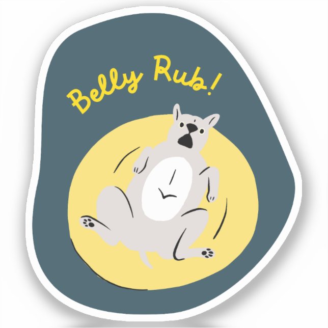 "Bauch rub" lustiger Hund illustrierte Marine Retr Aufkleber (Vorderseite)