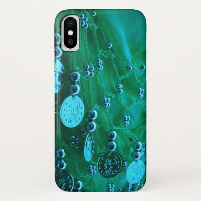 Bauch tanzen angesagter Schal mit Münzen aquamarin Case-Mate iPhone Hülle (Rückseite)