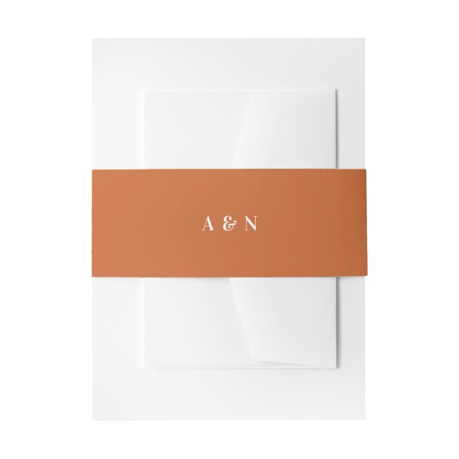 Bauchband aus Orange-Monogramm Einladungsbanderole (Vorderseite Beispiel)