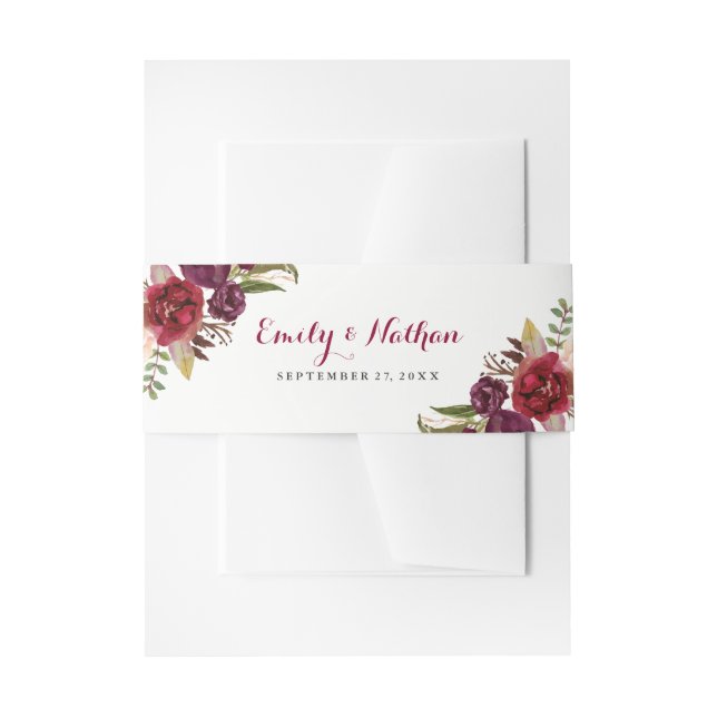 Bauchband der Red Floral Hochzeit im Herbst Einladungsbanderole (Vorderseite Beispiel)