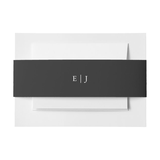 Bauchband für Schwarze Monogramm Einladungsbanderole (Vorderseite Beispiel)