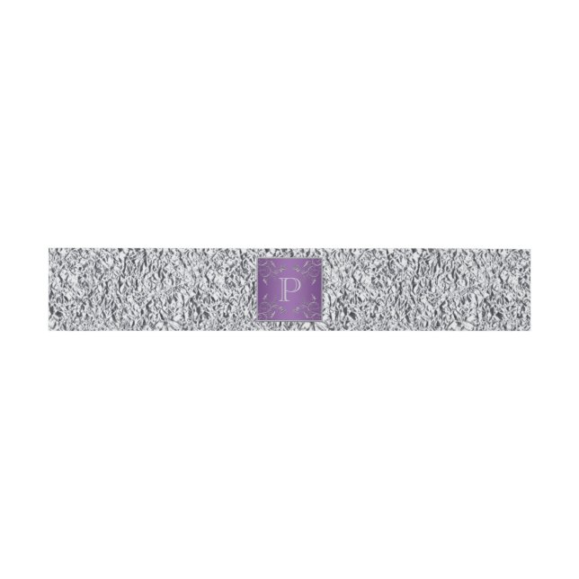 Bauchband | Lila Silver Gray Floral | IMITATE Foil Einladungsbanderole (Flach)