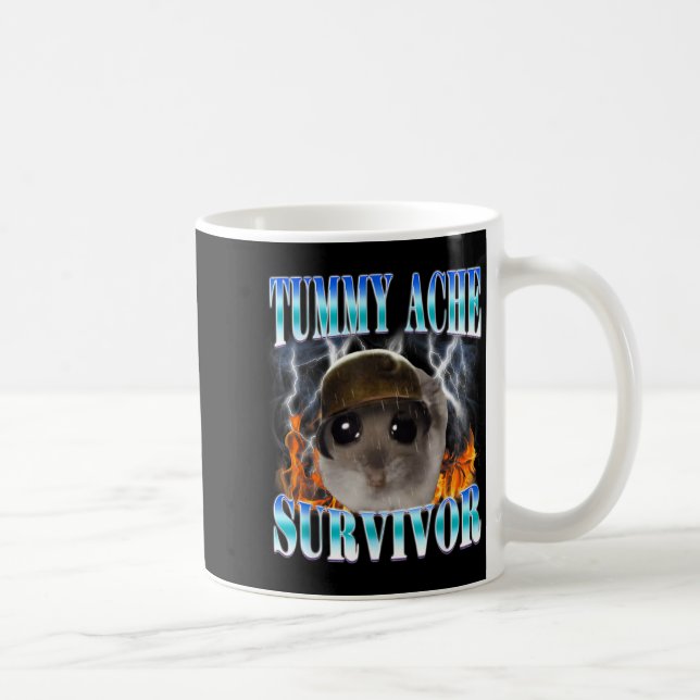 Bauchschmerz-Überlebender Hamster Meme Lustiger Sp Kaffeetasse (Rechts)