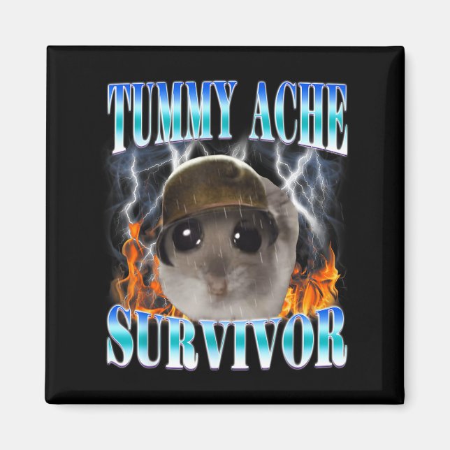 Bauchschmerz-Überlebender Hamster Meme Lustiger Sp Magnet (Vorne)