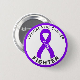 Bauchspeicheldrüsenkrebs Kämpfer Ribbon Weißer Kno Button
