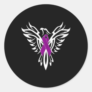 Bauchspeicheldrüsenkrebs Lila Ribbon Phoenix Runder Aufkleber