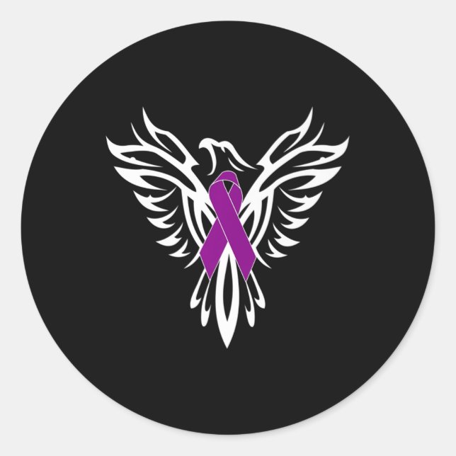 Bauchspeicheldrüsenkrebs Lila Ribbon Phoenix Runder Aufkleber (Vorderseite)