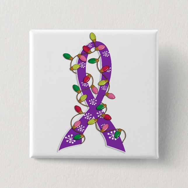 Bauchspeicheldrüsenkrebs-Weihnachtslicht-Band Button (Vorderseite)