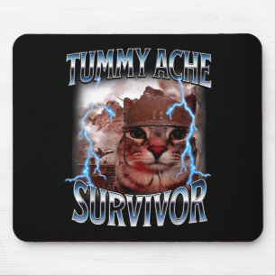 Bauchweh-Überlebender lustiger Katzen-Meme hat heu Mousepad