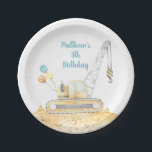 BauDigger Dump Truck Geburtstag Pappteller<br><div class="desc">Dieses bezaubernde Design umfasst Aquarellschlepper und farbenfrohe Ballons.</div>