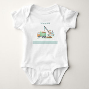 Baudump Truck Soft Green Blue Boy Name Baby Strampler