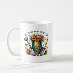 Bauen Sie Ihr Blumengartendesign auf der Welt Kaffeetasse