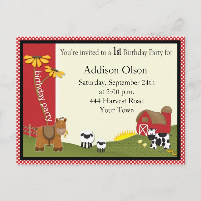 Bauer Baby Geburtstagsparty Einladung (Vorderseite)